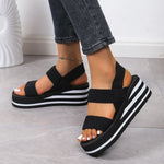 New Minimalist Slingback Wedge Sandals Summer Light Weight Shoes Striped Color Sole Thick Bottom Ladies Leisure Sandalias