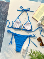 Cute Yellow String Halter Triangle Micro Bikini Thong Femmes Sexy Swimsuit Women Flower Swimwear 2026 Bikinis Sets Bathing Suit