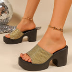 Summer Women Sandals Open-Toe Thick Platform Sandals Flip Flops Outdoor Chunky Heel Fashion Minimalist High Heels Shoes Women