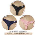 3Pcs/Set Women Cotton Thongs Panties Sexy Low Waist G-String Briefs Ladies Brazilian Lingerie Girls Breathable Intimates Bikini