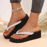 Fashion Sequins Platform Flip Flops Women New Lightweight Wedge Slippers Female Summer Beach Med Heel Non Slip Slides Mujer
