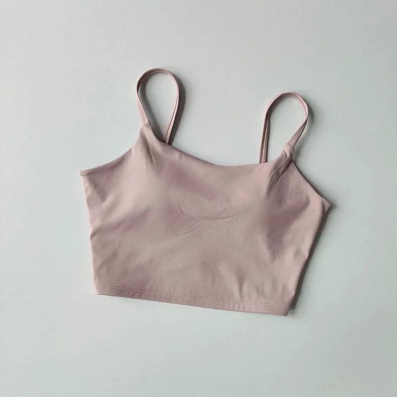 Women's yoga sports bra, small camisole vest integrated fixed gathering sports and fitness bra