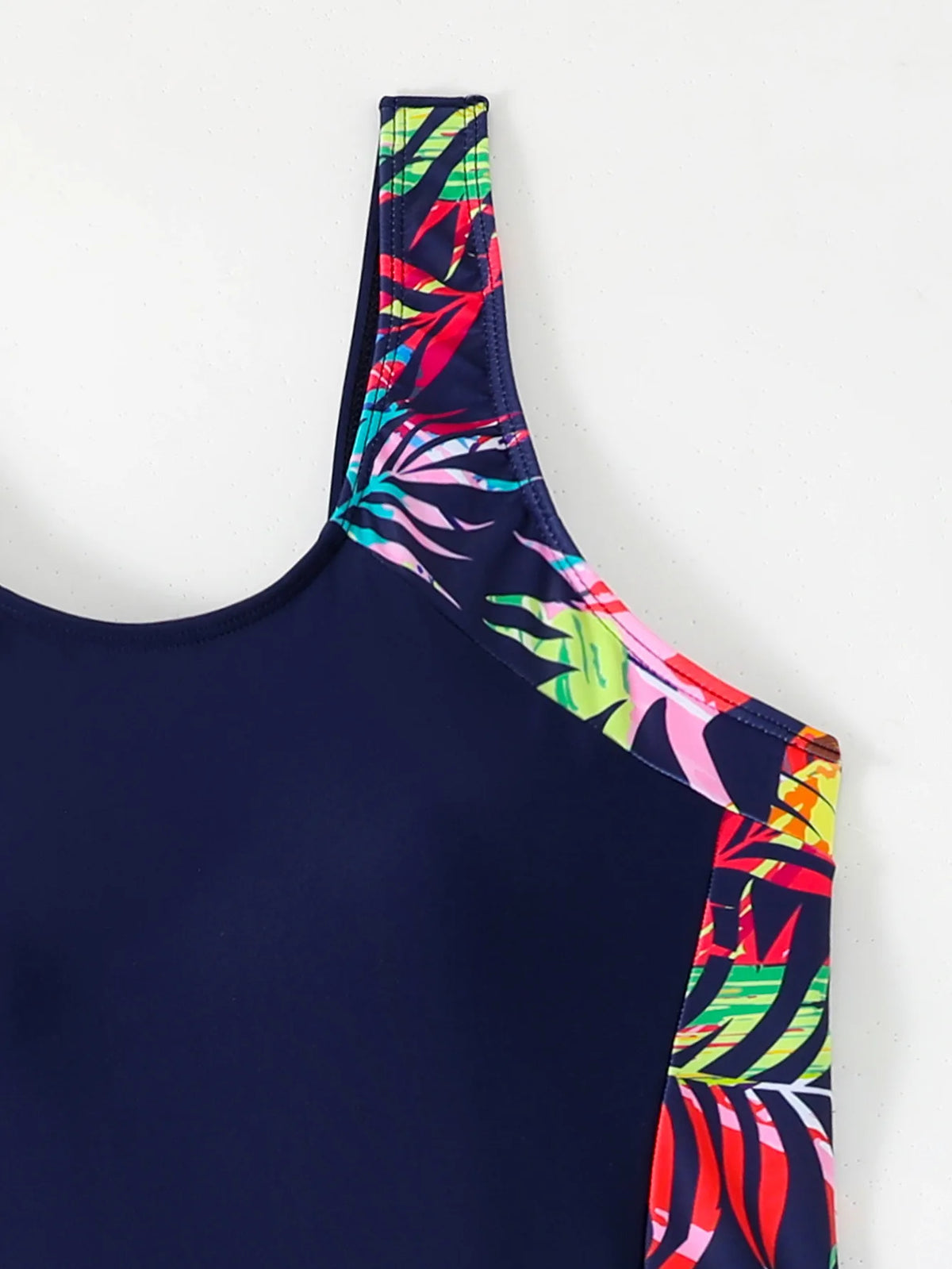 Women One-piece Sports Swimsuit Professional Training Athletic Boyleg Bathing Suit Printed Swimwear Patchwork Beach Wear Blue