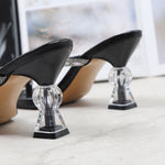 2025 Summer Flip Flops Crystal Slides Women 8cm High Heels Mules Crystal Glitter Block Low Heels Slippers Glitter Platform Shoes