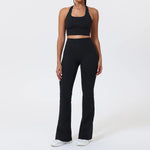 Women's Yoga Sets Sports Fitness Cross Beauty Back Bra Long-sleeved Zipper Jakcet Hip-Lifting Flared Pants Outdoor Running Suits