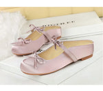 BIGTREE Satin Bow With One Strap With Shallow Mouth Half-Tugging Women's Hollow Inner Heightened Round-Head Sandals Comfortable