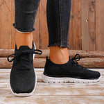 Breathable Mesh Sports Flat Shoes Women Plus Size 43 Slip On Knitted Platform Sneakers Woman Comfortable Soft Sole Running Shoes