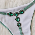 2 Colors Sexy Bikini Women Shiny Fabric Crystal Diamond G-string Swimwear Swimsuit Bikinis Set Bathing Suit Bikini Luxe Female