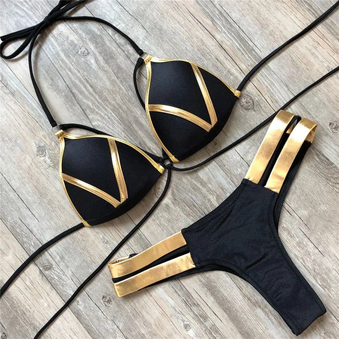 S - XL New Sexy Push Up Bikini Women Swimwear Female Swimsuit Two-Pieces Bikini Set Bra Cup Bather Bathing Suit Swim V2154