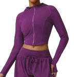 Women's Seamless Yoga Top Zipper Long-sleeved Sports Jacket Outdoor Fitness Gym Casual Top