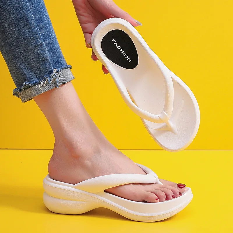 Thick Sole Wedges Flip Flops For Women 2025 Summer ClipPlatform Sandals Woman Non-slip Beach Slippers Girls Outdoor Slides