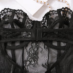 New Lace perspective Sexy Backless Slim Fit curve S-shaped Figure Sexy Seductive Lingerie Jumpsuit Two-piece Set