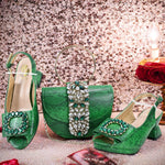Doershow African fashion Italian Shoes And Bag Sets For Evening Party With Stones ORANGE Italian Handbags Match Bags! Hgv1-5