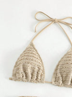 Sexy Mesh Skirt 3 Piece Swimsuit Women Solid Beige Hole Out Push Up Triangle Bikini 2025 Beach Bathing Suit Cover Up Swimwear