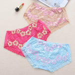 Sexy Lace Flowers Embroidery Panties for Women Underwear Low Waist Briefs Summer Breathable Comfort Shorts 15 Color Lingerie
