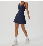 Tennis Fitness Dresses Women Fake Two Piece Sports Dress Outdoor Casual High ElasticityRunning Yoga Golf Mini Skirts