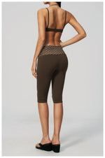 Summer Polka Dot Yoga Sets Women Hanging Neck Shockproof Sports Bra Fitness Suit Folding High Waist Mid Pants Gym Tracksuit
