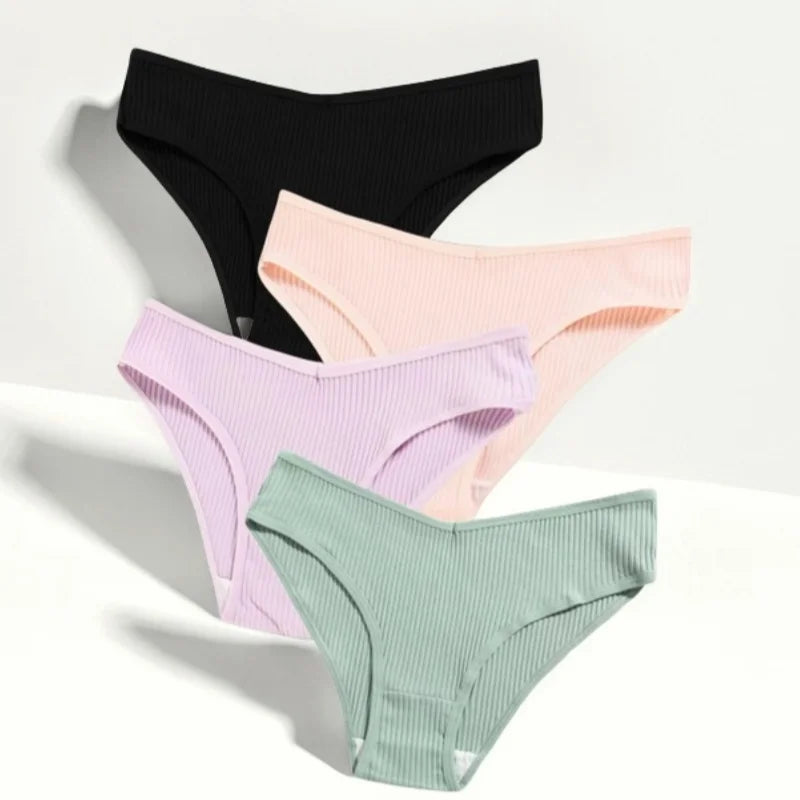 7Pcs/Set Cotton Panties Low Rize Panties For Women Breathable Underwear Female Underpants Sexy Lingerie V-waist Briefs M-2XL