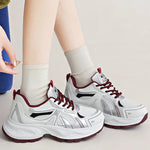 Breathable Mesh Running Sneakers Women Spring Autumn Fashion Mix Color Platform Sports Shoes Woman Lace Up Non Slip Shoes Female