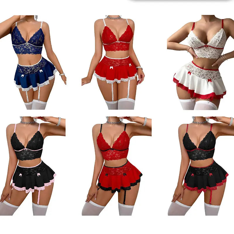 Women's Short Slim Fit Mini Sexy Half Skirt Casual Lace Patchwork Ultra A-line Skirt Party Mini Ruffle Skirt