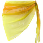 Summer Beach Bikini Wrap Sheer Short Skirt for Women Gradient Color Sarong Swimsuit Coverups Girls Skirt Scarf Swimwear Cover-Up