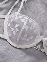 French Lace Heart Bra Set Girls Sexy Women Bralette Adjustable Transparent Embroidery Underwear Thong Bras Lingerie Panties Sets