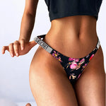 Low Waist Sexy Women Thongs Panties Rhinestones letter Diamonds G String Sports Thong Shorts Briefs T-back Fitness Size S-XL