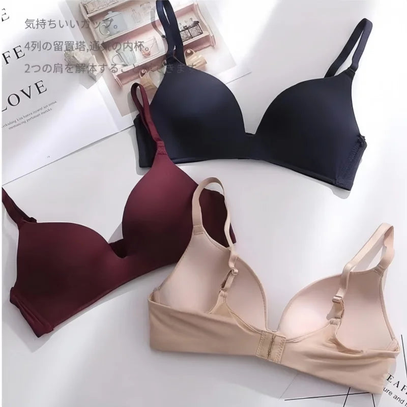 2Pcs/Set Push Up Bra Padded Bras For Women Non-wire Brassiere Sexy Lingerie Solid Color 3/4 Cup Underwear Comfort Intimates