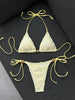 Sexy Yellow 3D Flower Micro Bikini 2026 Women Hole Out Stone Strap Push Up Bra Thong Swimsuit Holiday Bathing Suit Swimwear
