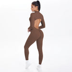Women's Seamless Yoga Jumpsuits Sports Fitness Zipper Open Beauty Back Hip-lifting One-Piece Running Training Workout Bodysuits