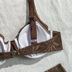 With Sarong Underwired Bikini Female Swimsuit Women Swimwear Three-pieces Bikini set Brazilian Bather Bathing Suit Swim V7936