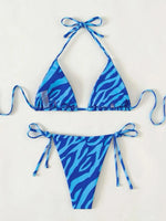 ZTVitality All Over Print Halter Triangle Tie Side Bikini Swimsuit 2023 New Arrival Biquini Padded Women's Swimwear Summer Sexy