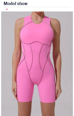 Yoga Jumpsuit Summer Short Sleeveless Sports Wear Gym Fitness Sports Bodysuit Women Dance Running Workout Clothes Yoga Jumpsuit