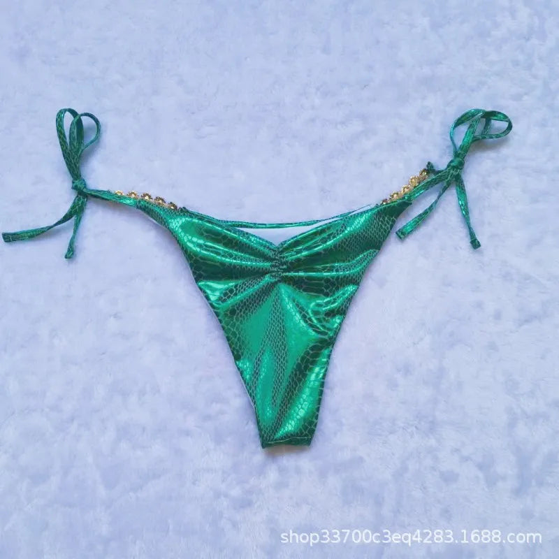 Micro Bikinis New Sexy Women Swimsuit Female Push Up Swimwear Solid Geen Bikini Set Bandeau Biquini Bathing Suit Beachwear