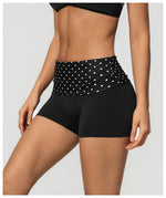 Summer Striped Polka Dot Contrast High Waist Yoga Shorts Hip Lifting Sports Tights Outdoor Workout Fitness Gym Running Pants