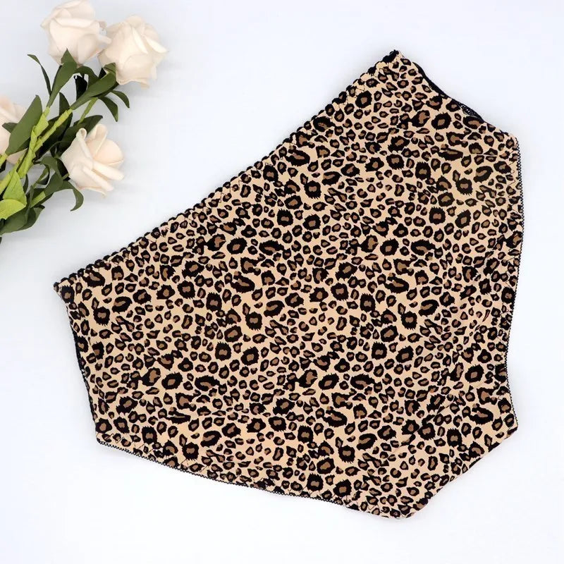 Beauwear Middle Waist Leopard Women Clothing Short Panties Sexy Lace Briefs Plus Size Female Underwear Sexy Lingeires for Ladies