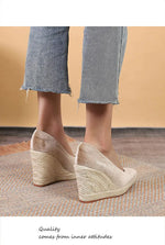 Spring Summer Shoes Women High Heels Fashion Ladies Wedges Party Shoes Retro Straw Shoes Women Pumps Wedge Heel 8.5cm