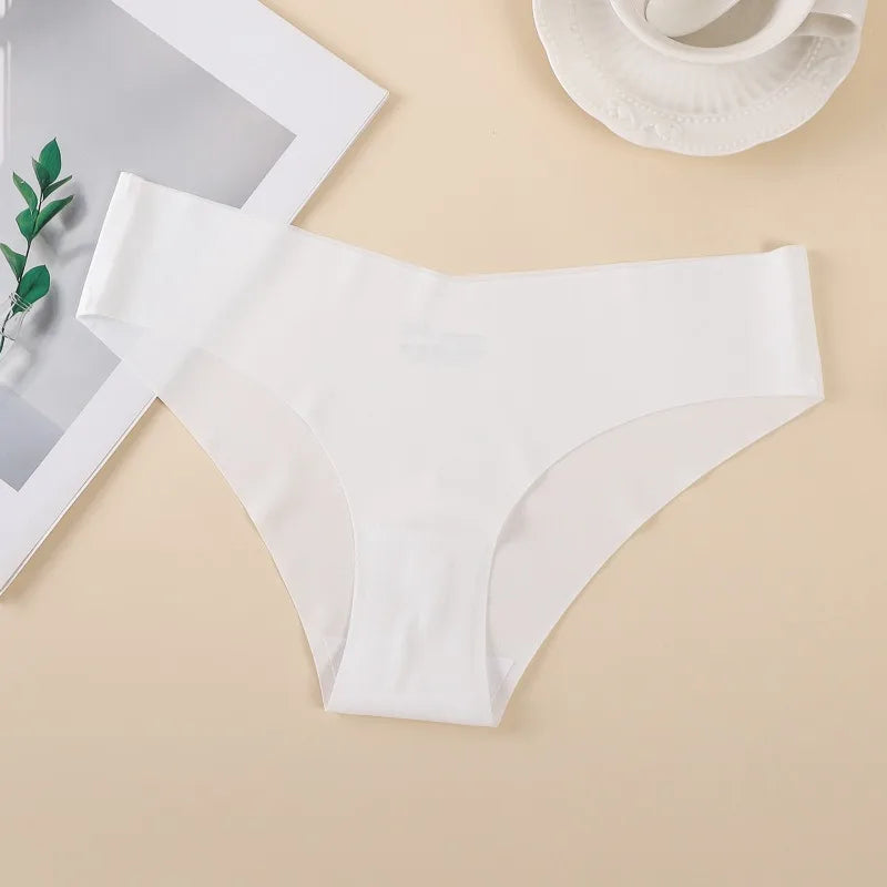 1Pack Women Low-Rise V-Front Ice Silk Seamless Briefs Panties Invisible No Lines Underwear Summer Soft Sexy Lingerie XS-XL