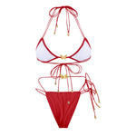 Solid Color Stretch Rope Butterfly Jewelry Bikini Sexy Split Triangle Bag Straps Swimsuit Women Maillot De Bain Femme 2 Pieces