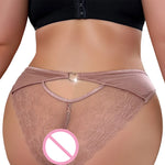 1pcs Plus Size 1XL-4XL Sexy Lace Women's Panties Mid Waist Solid Hollow Out Decor Lady Briefs Comfortable Female Underpants