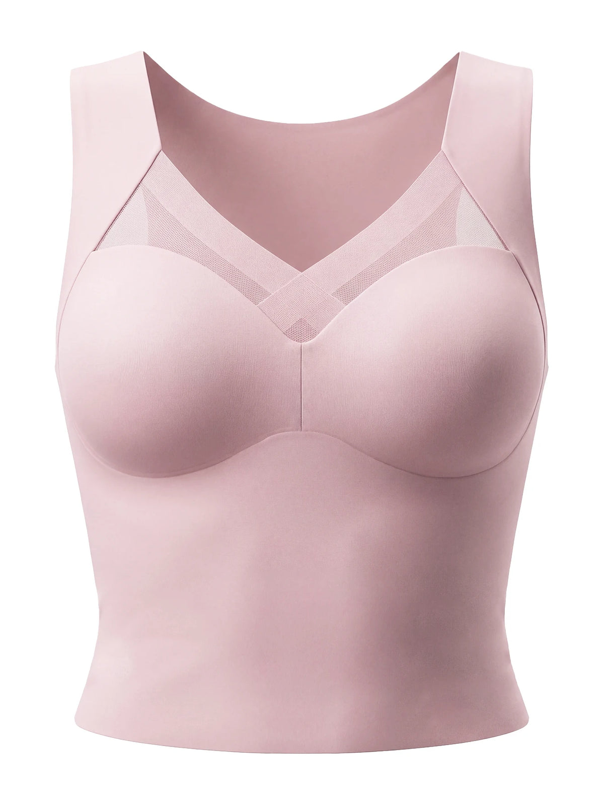 Yoga Sports Bra Elegant Wireless Fixed Cup Tank Bra Front Crisscross Mesh Seamless Back for Daily Party Dating Outfits