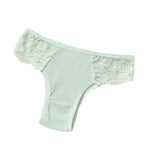1 Pack Women's Lace Trim Ribbed Cotton Panties Breathable Low-Waist Briefs Sexy Side Lace Lingerie Skin-Friendly Underwear S-L