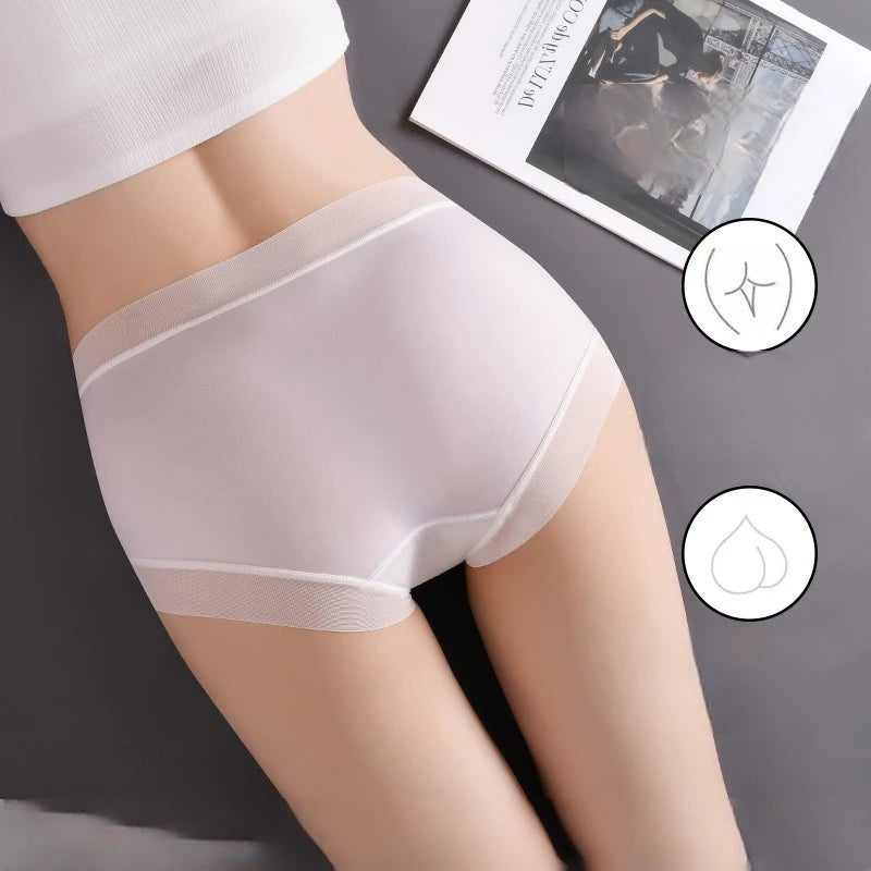 Plus Size M-3XL Underpants Summer One-piece Underwear Ice Silk Seamless Women's Panties Sexy High Waist Breathable Thin Briefs