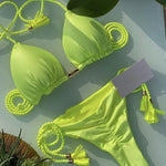 Adjustable Bandage Bikini Set 2023 Swimwear Swimsuit Woman Sexy Bathing Suits Solid Bikinis Triangle Female Summer Beachwear
