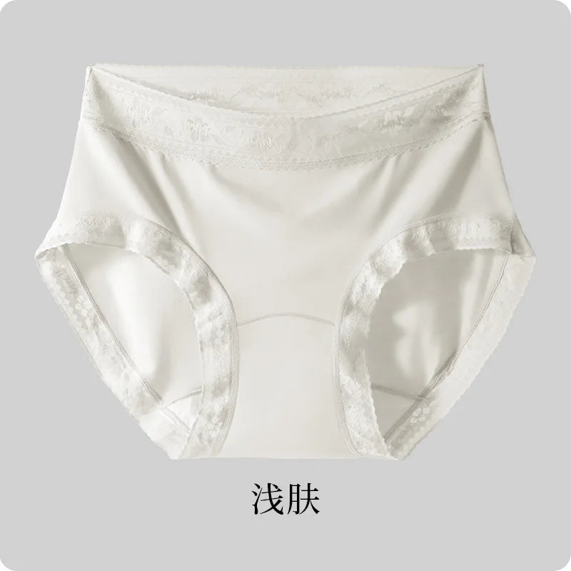 Women's underwear lace mid-waist seamless extended crotch large size briefs modal