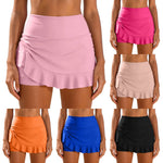 Women High Waist Swim Skirt Shorts With Ruffle Hem Side Pocket Solid Color Bikini Bottom Ladies Beachwear Summer Swimming Bottom