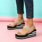 Women Slingback Wedge Sandals Outdoor Summer Lightweight Slides Solid Color Thick Bottom Ladies Slipper Female Roman Sandals