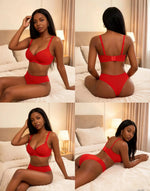 Women's Daily Wear Lingerie Set Red Bra & Panty ComfortableUnderwear for Women sexy bra size 70B-85B B2087