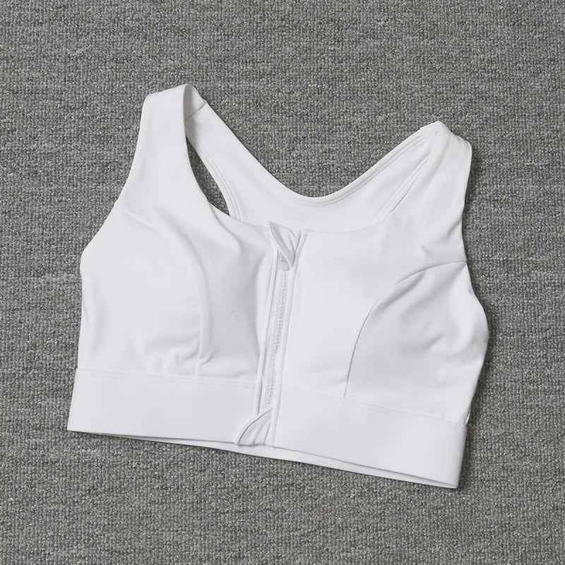 2026 NewFront Zipper Adjustment High Strength Shockproof Gathered Sexy Cross Back Workout Sports Bra For Women