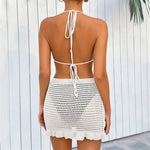 Sexy Halter Hollow Out Beach Skirt Bikini Female Swimsuit Women Swimwear Two-pieces Bikini set Bather Bathing Suit Swim K6782